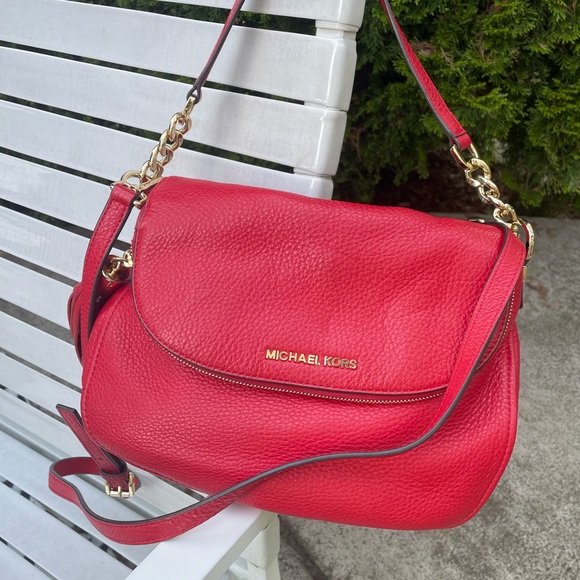 MICHAEL Michael Kors, Bags, Hpmichael Michael Kors Red Pebbled Leather Crossbody  Bag